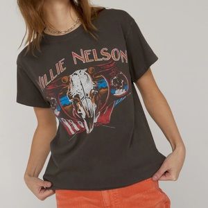FREE PEOPLE NWOT Willie Nelson and Family Tour Band Tee Longhorn Skull Medium